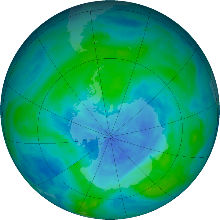 Antarctic ozone map for 01 March 2003